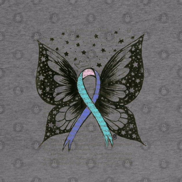 Thyroid Cancer Ribbon w/ wings- color design by Polkadotdreamer